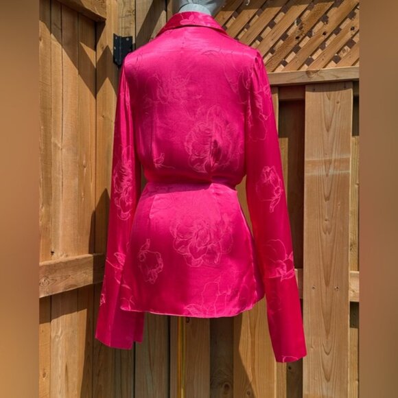 🆕 RAT & BOA 🧿 NWOT Paloma Pink Floral Satin Long Sleeve Mini Dress, Sz XS - Picture 7 of 15